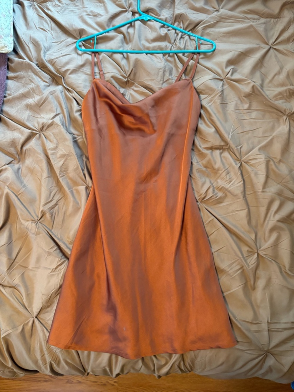 Hollister Rust Slip Mini Dress with Cowl Neck